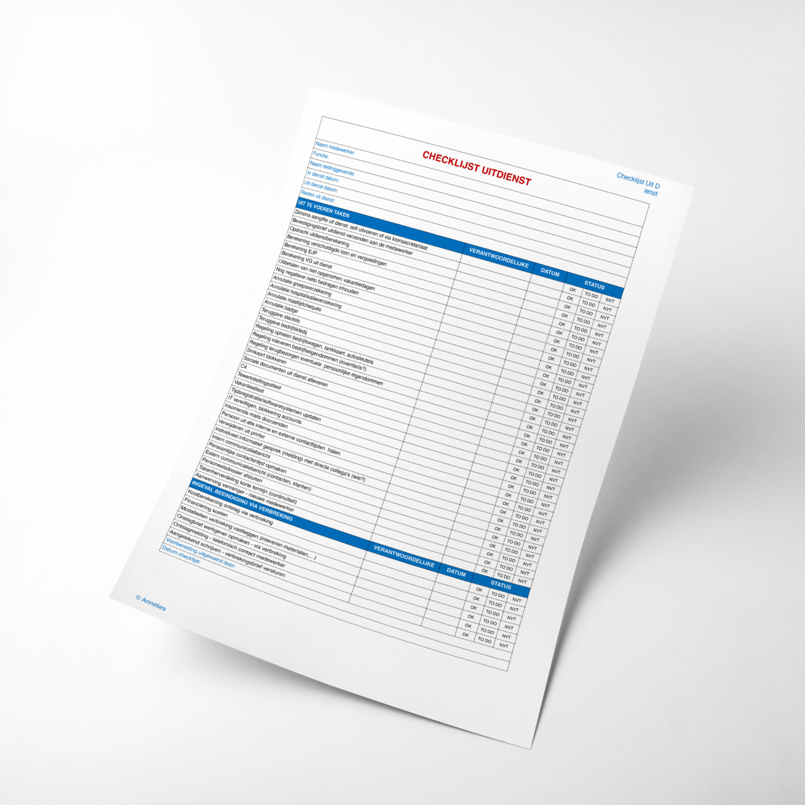 Checklijst - Uitstroom - Annelies & Co - Download - Annelies & Co - Human Engagement Experts